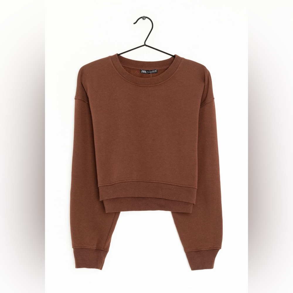 ZARA || Cropped Brown Sweater Size Medium